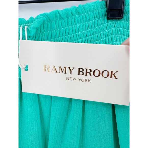 RAMY BROOK Skirt NEW Size L Stevie Mini Green $175 Pom Pom - Picture 3 of 4
